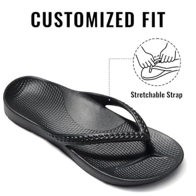 Litfun Women's Arch Support Flip Flops for Plantar Fasciitis Orthopedic Thong Sandals Comfortable Summer Beach Pool Slides, Black 40 - Image 4