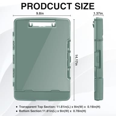 Sooez Original Clipboard with 2 Storage & Pen Holder, Heavy Duty Clip Boards 8.5x11 with Dual Storage, Clearview Dry Erase Coach Clipboard with Real Hinge, High Capacity, School & Office Supplies - Image 6