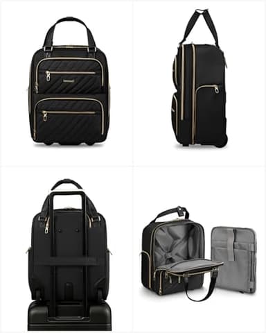 LUGGEX Underseat Carry On Luggage with Wheels, Stylish Lightweight Under Seat Luggage, Soft Sided Personal Item Suitcase for Short Trip (Black, 16 Inch) - Image 9