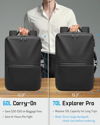 Zurligi Vacuum Backpack Travel - Extra Large 70 Expandable Airback Vacuum Seal Compression Backpack with Pump, Vacpack, Water Resistant, TSA Lock, for Hiking, Camping, Outdoor, Business - Image 4