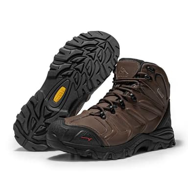 NORTIV 8 Men's Ankle High Waterproof Hiking Boots Outdoor Lightweight Shoes Trekking Trails Armadillo,Size 11,Dark Brown-Leather,160448_M - Image 2
