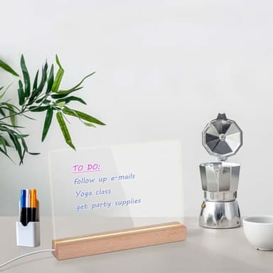 Acrylic Dry Erase Board with Light Up Stand for Desk 13 x 9, Clear Desktop Note Memo White Board Notepad Table LED Letter Massage Boards for Personal Creative Use Includes Dry Erase Markers - Image 5