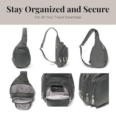 Baggallini Securtex® Anti-Theft Triple Zip Sling - Travel Backpack Sling Bag Crossbody - RFID Wallet Locking Zipper - Image 5