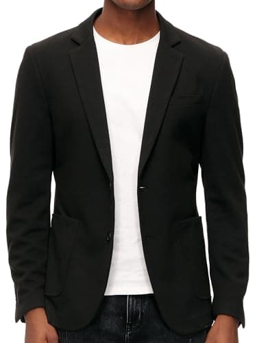 PJ PAUL JONES Mens Blazer Suit Jackets Casual Unlined Knit Sport Coats Big and Tall Black 3XL - Image 1