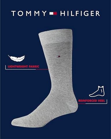 Tommy Hilfiger Mens Dress Socks - 10 Pack Lightweight Reinforced Heel Classic Crew Sock - Dress Socks for Men (7-12), Size 7-12, Black - Image 2