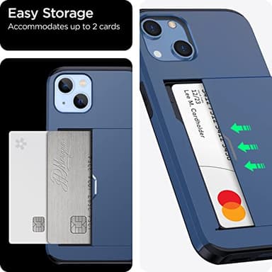 harusaki Compatible with Both iPhone 13/14 Case with Hidden Card Holder - Wireless Charging Compatible iPhone 13/14 Wallet Case for Men and Women (Blue) - Image 6