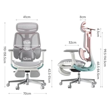 Hbada E3 Pro Ergonomic Office Chair, Big and Tall Office Chair - with 3-Zone Dynamic Lumbar Support, 4D Adjustable Headrest, 4D Adjustable Armrests, Swivel, Pink - Image 2