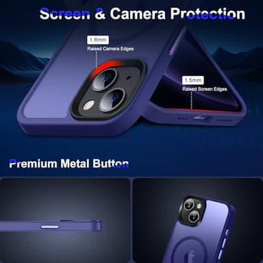 Vlanxie Upgraded Magnetic for iPhone 13 Case/iPhone 14 Case,[Compatible with Magsafe & Military-Grade Protection] Slim Phone Case for iPhone 13/14 6.1 inch (Deep Blue) - Image 6