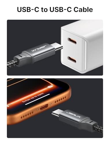 JSAUX 100W USB C to USB C Cable [2-Pack 6.6FT], Type C Fast Charging Cord Compatible with iPhone 17/iPhone Air/iPhone 17 Pro/iPhone 17 Pro Max, iPhone 16/15 Series, Galaxy S/Note, MacBook, iPad - Grey - Image 5