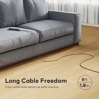 XCOOL 4-in-1 USB-C Cable (6ft), 100W USB-C Charger Cable with Hook-and-Loop Fastener and Cable Management, USB-C Cable/Fast Charging for MacBook, iPad, iPhone, Samsung, Green - Image 8