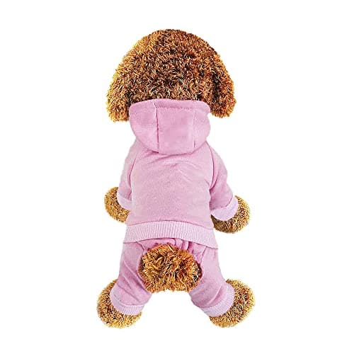 Dog Hoodie, Pet Jumpsuit Fleece Sweatshirt with Buttons, Dog Clothes, Dog Cold Weather Coats, Dog Pajamas, Winter Warm Cotton Puppy Hoodie 4 Legs Dog Clothes for Small Medium Large Dogs Cats Boy Girl - Image 1