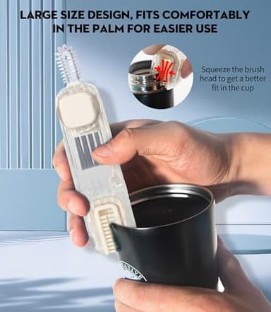 VIDONIO 4 in 1 Bottle Gap Cleaning Brush - 2 PCS Multifunctional Cup Lid Cleaning Tools, Mutipurpose Tiny Silicone Cup Holder Cleaner Nipple Cleaning Brush, Home Kitchen Cleaning Tools - Image 7