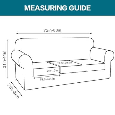 Turquoize 4 Piece Couch Covers for 3 Cushion Couch Sofa Pet Friendly Stretch Couch Cover for Dogs Washable Sofa Covers with Individual Couch Cushion Covers, Jacquard Fabric (3 Cushion Sofa, Taupe) - Image 2