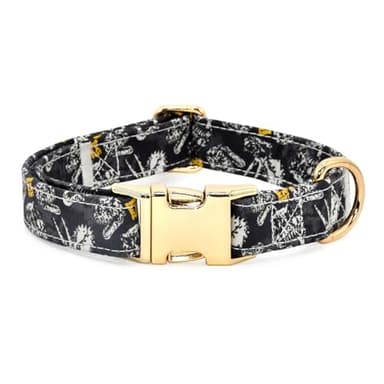 Dog Collar Bow Tie, Black Dinosaur Fossil, Wedding Birthday Accessories, Small (10" - 16") - Image 4