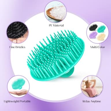 4Pack Hair Scalp Exfoliator Brush Dandruff Cleaning brush, Flexible Scalp Massager, Shower Shampoo Brush for Home, Office, Travel and Pets-BBTL - Image 3