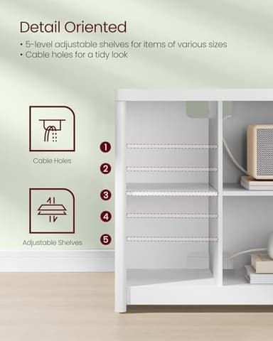 VASAGLE TV Stand for TVs up to 65 Inches, TV Cabinet with Storage Shelves, TV Console Table, Easy to Assemble, for Living Room, Bedroom, Study, Cloud White ULTV111W01 - Image 6