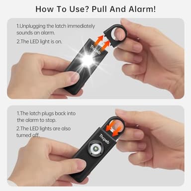 Thopeb® Personal Safety Alarm for Women – 130dB Loud Emergency Siren & SOS Strobe LED Light – Self Defense Keychain, College Dorm Room Essentials for Girls (Charcoal) - Image 4