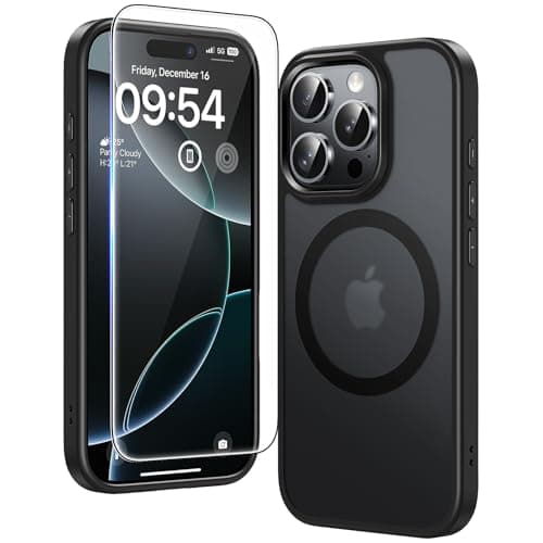 TAURI 3 in 1 for iPhone 16 Pro Case, [Compatible with MagSafe] with 2X Screen Protectors, Slim Magnetic Phone Case for iPhone 16 Pro 6.3", Matte Black - Image 1