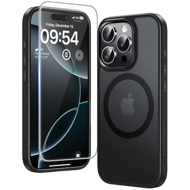 TAURI 3 in 1 for iPhone 16 Pro Case, [Compatible with MagSafe] with 2X Screen Protectors, Slim Magnetic Phone Case for iPhone 16 Pro 6.3", Matte Black - Image 1