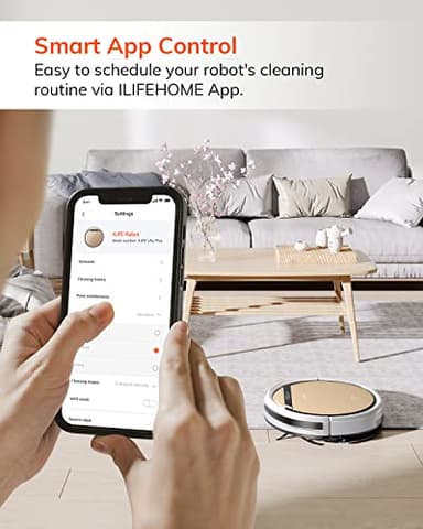 ILIFE V5s Plus Robot Vacuum and Mop Combo with Wi-Fi/App/Alexa, Automatic Self-Charging Robotic Vacuum Cleaner, Slim and Quiet, Cleans Hard Floors Carpets and Pet Hair (V5s Pro Upgrade Version) - Image 3