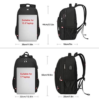 Travel Laptop Backpack, Black Backpack for Men and Women with USB Slit Business Computer Back Pack (Black, 15.6 Inch) - Image 6