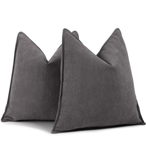 ZWJD Rustic Gray Pillow Covers 24x24 Set of 2 Chenille Throw Pillow Covers with Elegant Design Soft and Luxurious Decorative Throw Pillows for Couch, Bed, and Home Decor - Image 1