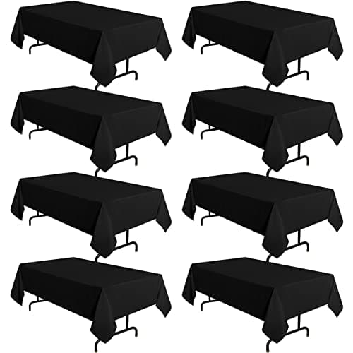 sancua 8 Pack Black Tablecloth 60 x 120 Inch, Rectangle Table Cloth for 8 Feet Tables - Stain and Wrinkle Resistant Washable Polyester Table Cover for Dining Tables, Buffet Parties and Camping - Image 1