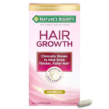 Nature's Bounty Optimal Solutions Hair Growth Supplement with Biotin, Hair Growth Vitamins with Biotin Silicon & Arginine, 1 Per Day, 30 Capsules, One Month Supply - Image 1