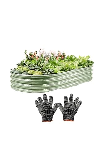 Raised Garden Bed, Galvanized Planter Raised Beds for Outdoor,Vegetables, Flowers & Herbs, Heavy-Duty Metal Raised Garden Beds Outdoor, Rust-Resistant & Easy Assembly (Green, 4x2x1 ft)