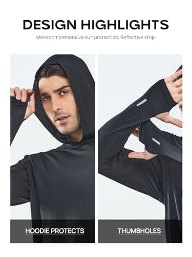 NORTHYARD Men's Sun Protection Hoodie Shirts Long Sleeve UPF 50+ Rash Guard Swim Fishing Lightweight SPF UV Shirt with Hood Black 4XL - Image 4