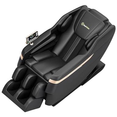 Real Relax 2024 Massage Chair Zero Gravity Full Body Airbags, 8 Fixed Points Massage Rollers with 6 Auto Modes, Bluetooth, Foot Rollers, Heater, Black - Image 1