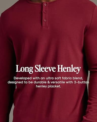 True Classic Mens Long Sleeve Thermal Tee Shirts - Classic Henley Long Sleeve Thermal T Shirt - Regular, Pack of 1, Black, XL - Image 4