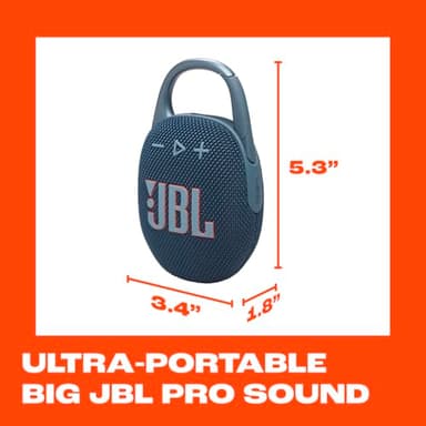 JBL Clip 5 - Ultra-Portable, Waterproof & Dustproof Bluetooth Speaker, Big Pro Sound with Punchy bass, Integrated Carabiner, Up to 12 Hours of Play, Made in Part with Recycled Materials (Blue) - Image 5