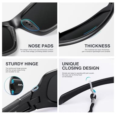 RIVBOS Polarized Sunglasses UV400 Protection for Men's and Women's Fishing, Cycling, and Outdoor Activities RB832-1 BlackGrey - Image 3