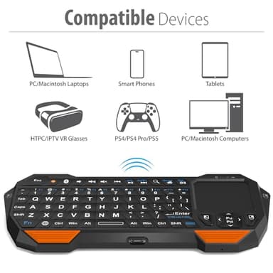 Fosmon Mini Bluetooth Keyboard (QWERTY Keypad), Wireless Portable with Touchpad, Compatible with Apple TV, Amazon Fire Stick, PS4, PS4 Pro, PS5, HTPC/IPTV, VR Glasses, Smartphones - Image 5