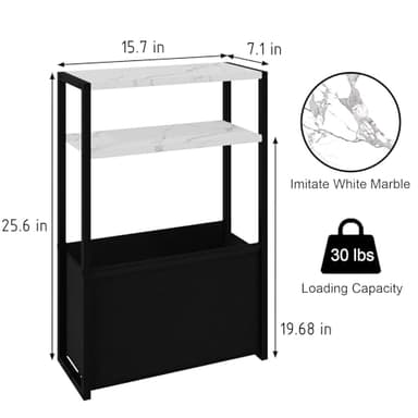 Leomonio Thin Side Table, Narrow Side Table with Fabric Basket, Narrow Table for Small Spaces, Thin Bedside Table for Living Room, Bedroom - Image 2