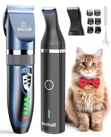 oneisall Cat Clippers and Paw Trimmer 3 in 1 Cat Grooming Kit,Cat Clippers for Matted Hair,Cordless Kitty Shaver for Matted Long Hair,2 Speed Pet Clippers - Image 1