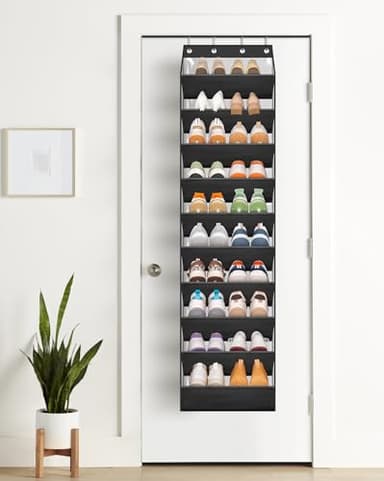 AOODA 10 Tier Clear Over the Door Shoe Organizer Storage, Deep Pockets Large Hanging Shoe Rack for Closet Door, Fit 20 Pairs Shoe Holder Hanger for Sneakers, Boots (Black) - Image 5