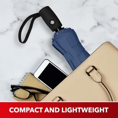 Repel Umbrella Windproof Auto Folding Travel Umbrella - Withstands Winds up to 85MPH, For Rain and Sun – Strong, Compact, Durable, Light & Portable For Women & Men, Fits Backpack & Cars - Navy Blue - Image 8