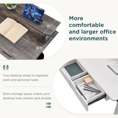 RedLemon 75X60 Inches L Shaped Electric Standing Desk,Height Adjustable Corner Gaming Desk with Drawers, Keyboard Tray, Power Outlets & LED Lights, Computer Desk with Monitor Shelf, Dark Rustic Oak - Image 5