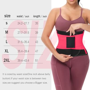 VENUZOR Waist Trainer Belt for Women - Waist Cincher Trimmer - Slimming Body Shaper Belt - Sport Girdle Belt (UP Graded)(Hot Pink,Small) - Image 2