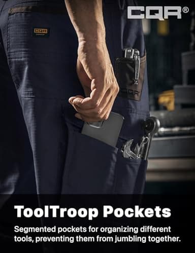 CQR Men's Quick Dry Work Pants, Water Resistant Outdoor Tactical Pants, Lightweight Stretch Cargo Hiking Pants, Work Pants Police Navy, 30W x 32L - Image 5