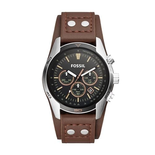 Fossil Men's Coachman Quartz Stainless Steel and Leather Chronograph Watch, Color: Silver, Brown (Model: CH2891) - Image 1