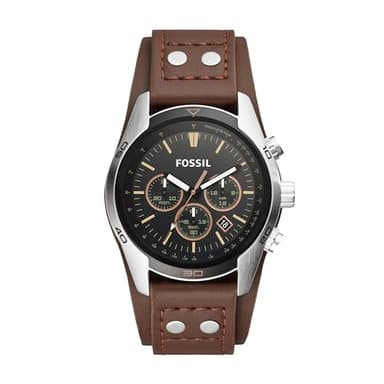Fossil Men's Coachman Quartz Stainless Steel and Leather Chronograph Watch, Color: Silver, Brown (Model: CH2891) - Image 1