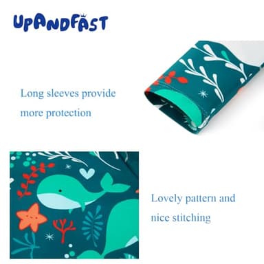 upandfast Toddler Boy Swimsuit UPF 50+ Sun Protection Baby Boys' Swimwear One Piece Bathing Suit with Sun Hat (Green Whale, 12-18 Months) - Image 5