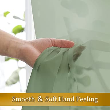 Aiyufeng Sage Green Curtains Sheer - Fresh Semi Sheer Window Covering, Light & Airy Privacy Sheer Panels for Bedroom Living Room Patio Glass Door, 40 inch Width x 54 inch Length, Set of 2 - Image 2