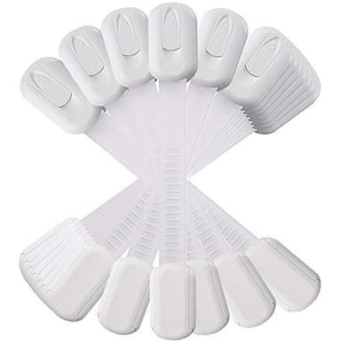 12 Pack Vmaisi Multi-Use Adhesive Straps Locks - Childproofing Baby Proofing Cabinet Latches for Drawers, Fridge, Dishwasher, Toilet Seat, Cupboard, Oven,Trash Can, No Drilling (White) (12) - Image 1