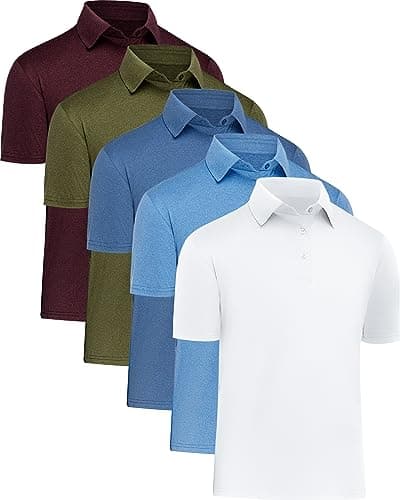 MLYENX 5 Pack Mens Polo Shirts Short Sleeve Quick Dry Moisture Wicking Casual Golf T Shirts for Men - Image 1