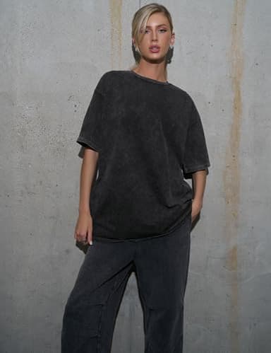 Yimoon 3 Pack Oversized Tshirts for Women Washed Vintage Baggy Boyfriend Tees Short Sleeve Unisex Cotton Tops(Blackgreybeige-XL) - Image 2