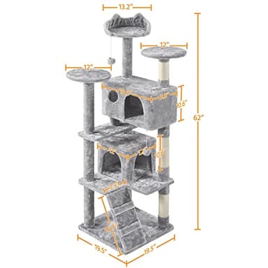 Yaheetech Multi-Level Cat Tree Cat Tower for Indoor Cats Cat Condo Furniture with Sisal Scratching Post, 61in, Light Gray - Image 3